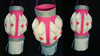 DIY paper lantern 😱 ||diwali decoration|| akash kandil making at home #crafterkavya @CrafterKavya
