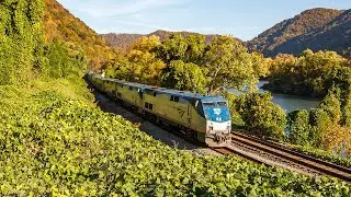 Autumn Colors Express along the Kanawha River with 18 Passenger Cars!