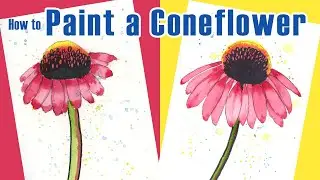 How to Paint a Watercolor Coneflower KIDS Art Tutorial