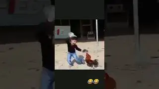 Funny boy with rooster🤣 #short