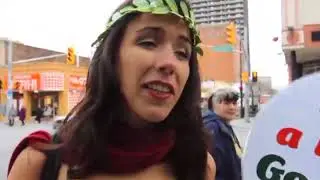 PETA Protester Turns Heads In Downtown Windsor