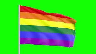 Pride Flag Flapping in wind Green Screen Digitally Created - Video Loop