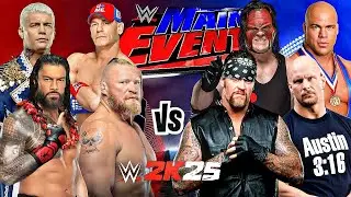 INSANE WWE 2K25 8-Man Tag Match! Roman Reigns/Cena/Lesnar/Cody vs Undertaker/Austin/Kane/Kurt Angle