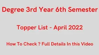 AU Degree 3rd Year 6th Semester Topper List Released | AU Results | TTW