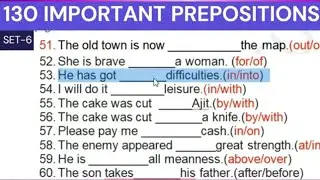 130 IMPORTANT PREPOSITIONS FOR CLASS 7 AND 8 || SET-6