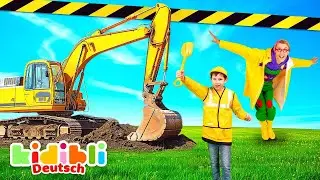 Bagger und Baustellen-LKWs für Kinder | Lehrreiche Feuerwehrauto-Videos für Kinder | Kidibli