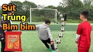 Thử Thách Bóng Đá Mùa Asian Cup 2019 Bùi Tiến Dũng Nhí VS Quang Hải nhí sút phạt trúng bim bim