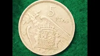 5 PTAS Coin Of Spain Dated 1957
