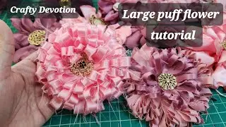 Puff Flower Tutorial, Fabric Craft embellishments diy, Shabby chic Dusty Rose Flower making