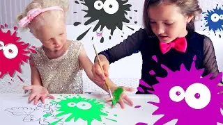 Учим домашние  животные для самых маленьких. Пальчиковые краски.