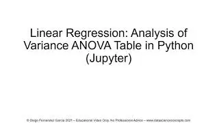 Linear Regression. Analysis of Variance ANOVA Table in Python (Jupyter)