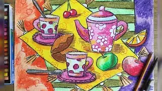 Урок рисования /drawing lesson. Рисуем натюрморт "Чаепитие".  Возраст 7-11