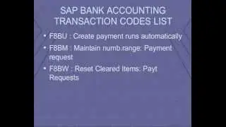 SAP Bank Accounting  Transaction Codes , module Tutorial