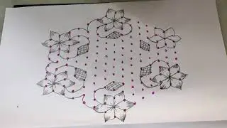 Wonderful and Beautiful flower cum star muggu dasara special muggu