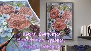 easy painting roses and grape bouquet -acrylic painting one stroke