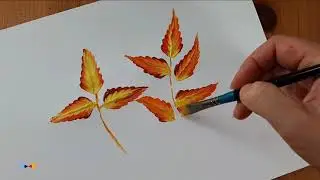 One stroke painting.Day 2.Autumn leaves.
