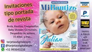 INVITACIONES TIPO PORTADA DE REVISTA, CUMPLEAÑOS, BODA, BAUTIZO, FIESTA!!!