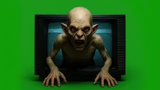 Halloween Green Screen |  GHOST COMING OUT FROM TV  4K GREEN SCREEN
