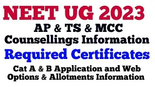 NEET 2023 Required Certificates of MCC TS & AP