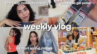 WEEKLY VLOG | makeup routine, travel prep, Walmart spring clothes, new Japanese gel polishes ✨