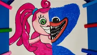 Drawing Huggy Wuggy of Poppy playtime| How to draw Mommy long legs & HUGGY| Friday Night Funkin(FNF)