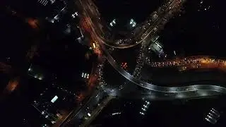 mixkit aerial view of city traffic at night