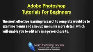 Adobe Photoshop Tutorials For Beginners