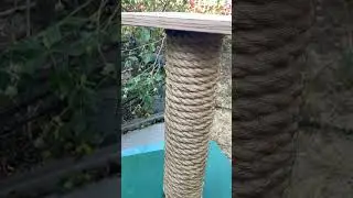 Finishing touches on a home made cat scratching post