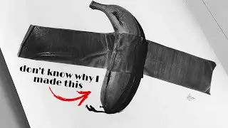 drawing a banana taped on paper