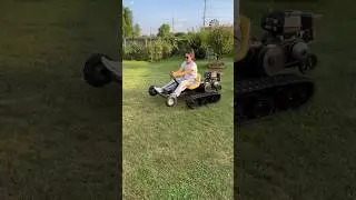 Her first time driving the tracked chair 2.0 😁 #shorts #testing #trackedchair #offroad #fun #diy
