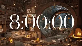 8 Hour Cozy Rain Timer 🌧️🔥 | Fireplace, Wind & Rain Sounds for Focus, Study, Sleep