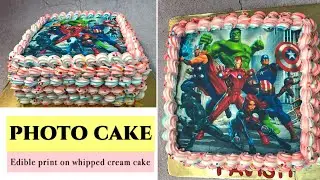 PHOTO CAKE | How to use edible print on a whipped cream cake | Two in One Eggless Cake |Picture Cake