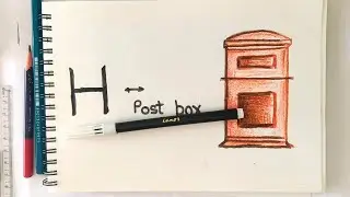 how to draw a POST BOX || English letter H to draw a POST BOX 😀 