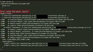 Error : Cannot find module 'express' npm node 