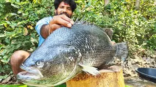 big fish cooking \\ ONE MAN VILLAGE STYLE COOKING AND EATING