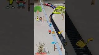 Pikachu and Mario were crossing railway station and train is approaching fast