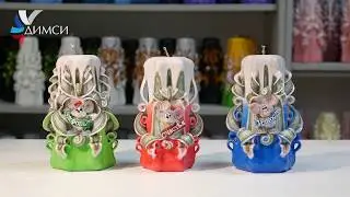 Three funny Christmas carved candles 12 cm with the symbol of the coming 2020 