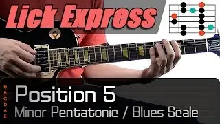 Minor Pentatonic Position 5 / Rock Blues Funky Licks (Am) + TABS