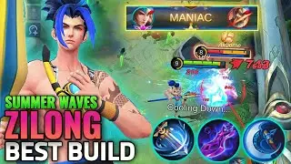 Maniac!! Zilong Best Build 2021 | Top 1 Global Zilong Build | Zilong New Skin Summer Waves - MLBB