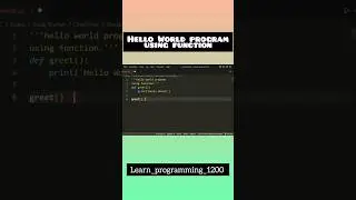hello world python program using function #shorts #coding #programming #python