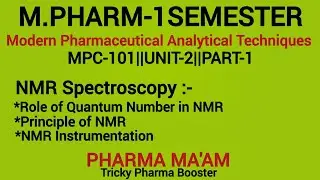 NMR Spectroscopy|Spin Quantum Number|Principle|Instrumentation|M.Pharm-1Sem|MPC-101|Unit-2|Part-1||