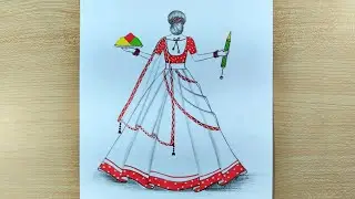 A Girl Celebrating Holi Drawing || A Girl with Holi Colour Drawing