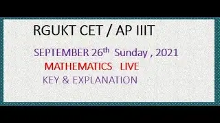 RGUKT CET 2021 MATHEMATICS  LIVE (1-40)   |  RGUKT CET Exam Special