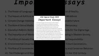 CSS SPECIAL EXAM-23 Important Essays | FPSC