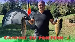 Camping with friends in the forest🏕️ #camping #fish #outdoors #bushcraft #fire