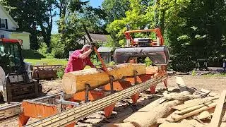 Norwood HD36v2 cutting 5x5 rafters for the timber frame order.