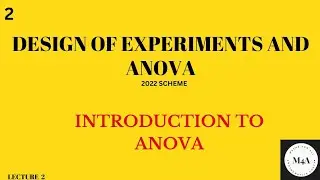 Introduction to ANOVA# Module5#2022scheme #Design of Experiments & Anova#BMATS301#