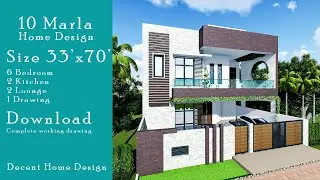 10 Marla house design 2021 size 33'x70' Complete working Drawing
