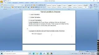 types of variable in c language | local variable in c language | global variable in c language