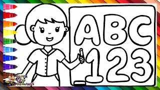 Draw And Color A Teacher 👩‍🏫🏫🌈 Drawings For Kids